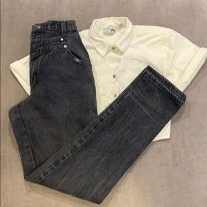 Vintage High Waist Black Acid Wash Country Western